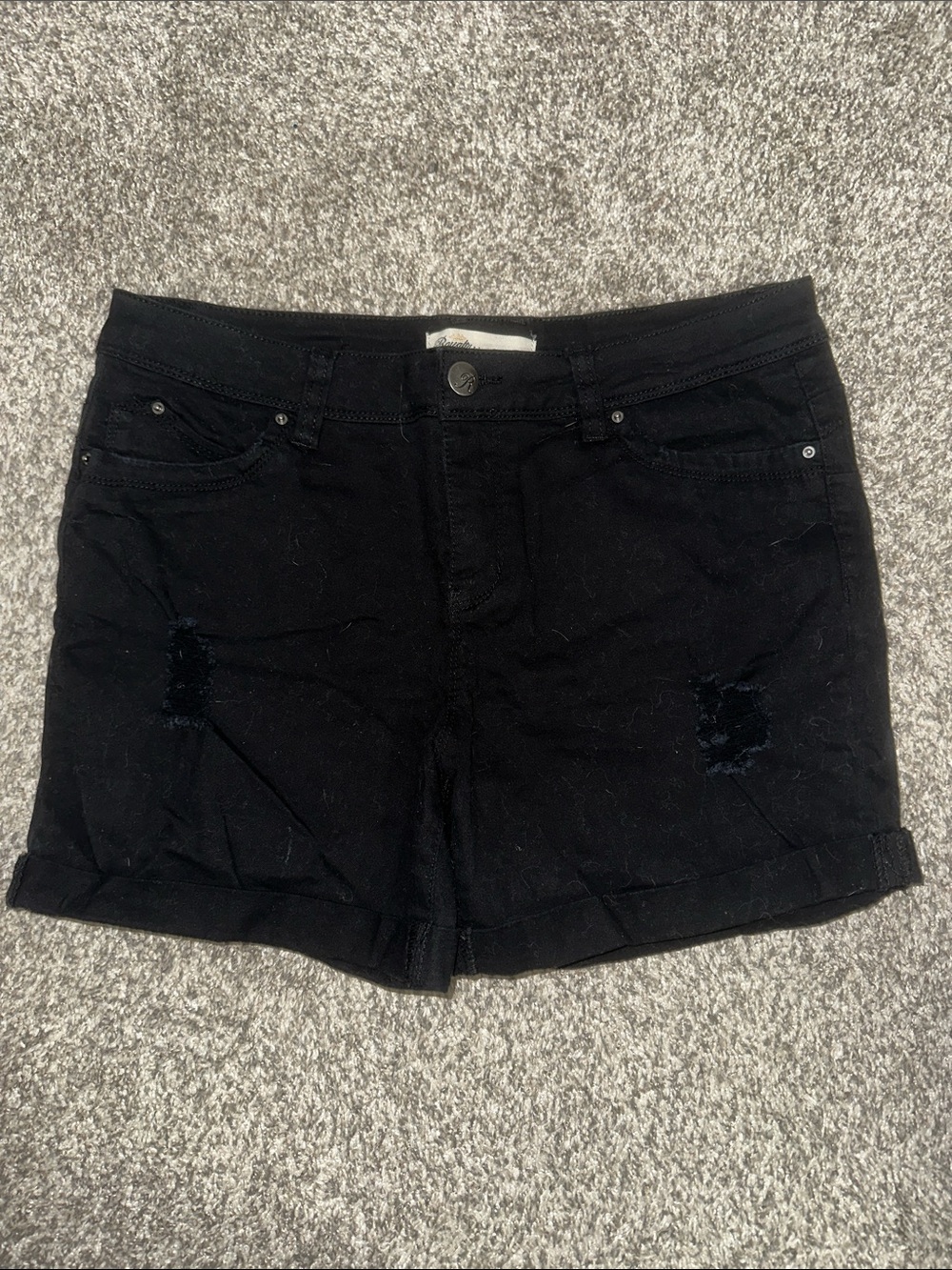 Royalty For Me Black Distressed Cuffed Denim Shorts